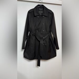 Marc New York Black Belted Double-Breasted Trench Coat Size L